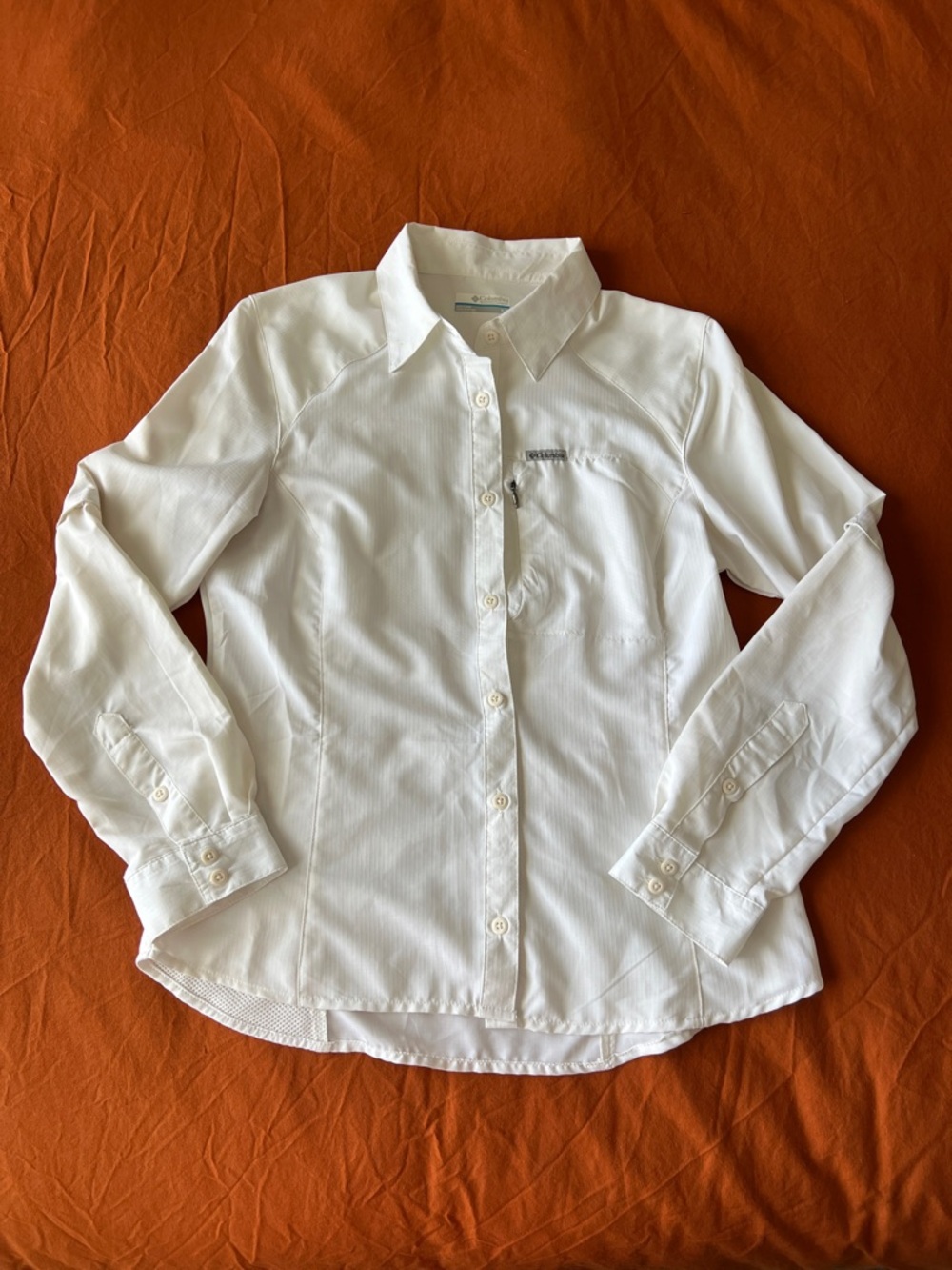 Small - Columbia - White Long-Sleeve Button-Up Shirt